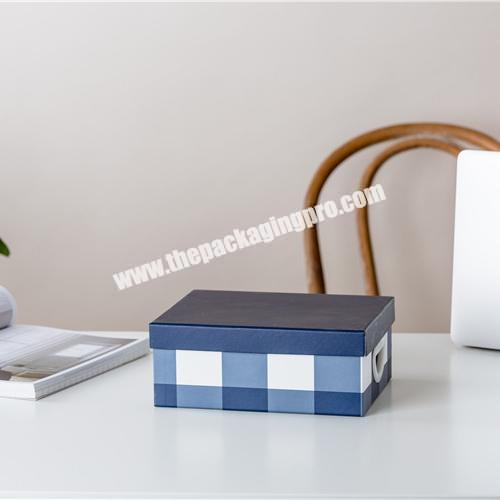 Hot sale good quality blue and white multiple sizes home organizer paper lid storage box