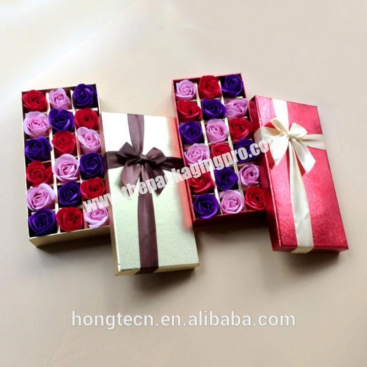 Hot sale handmade square empty cardboard rose packaging box soap flower gift box