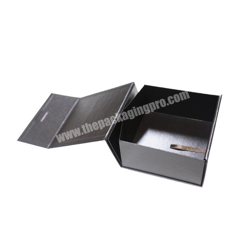 Hot sale luxury black magnetic flip paper box hair extension package box with logo