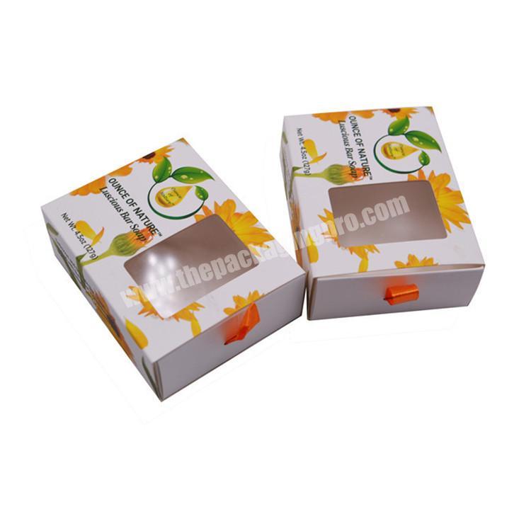 Hot sale new design small sliding drawer paper box handmade printing soap gift box eyelash packaging box with clear window