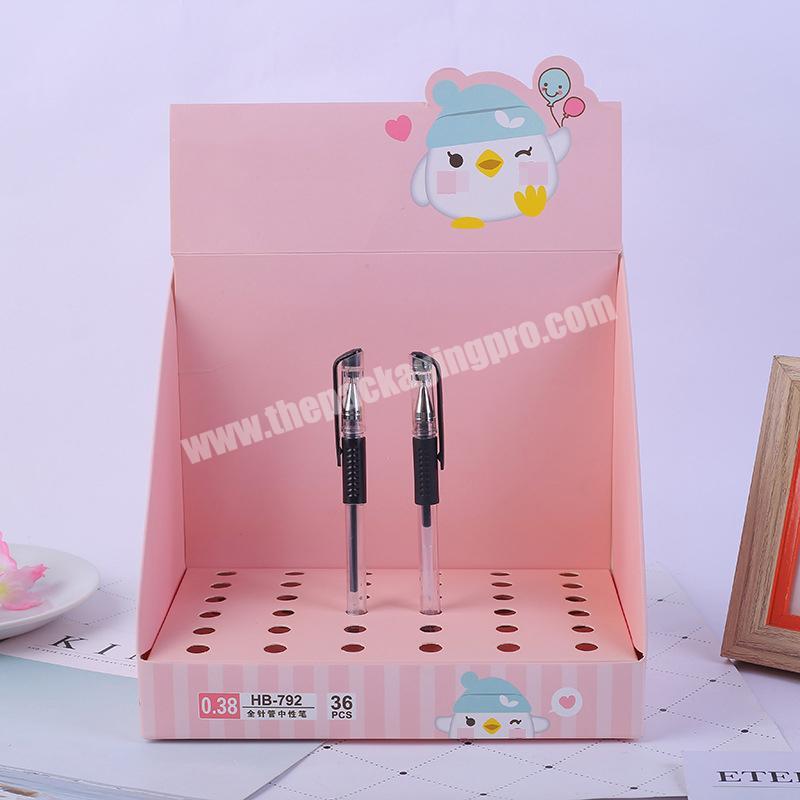 Hot Sale Pink Cute Custom Logo Pen Display Box Pen Set Packing Box with Hole Insert for Wholesaler