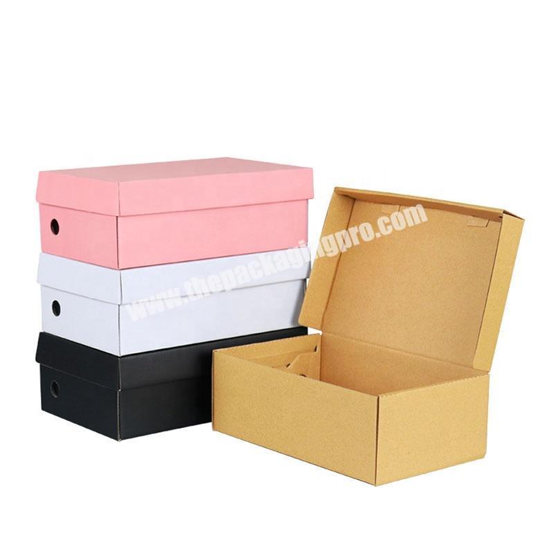 Hot Sale Recycled Material Custom Size Drop Front Shoe Box Retail Kraft Corrugated Folded Carton Boxes With Logo