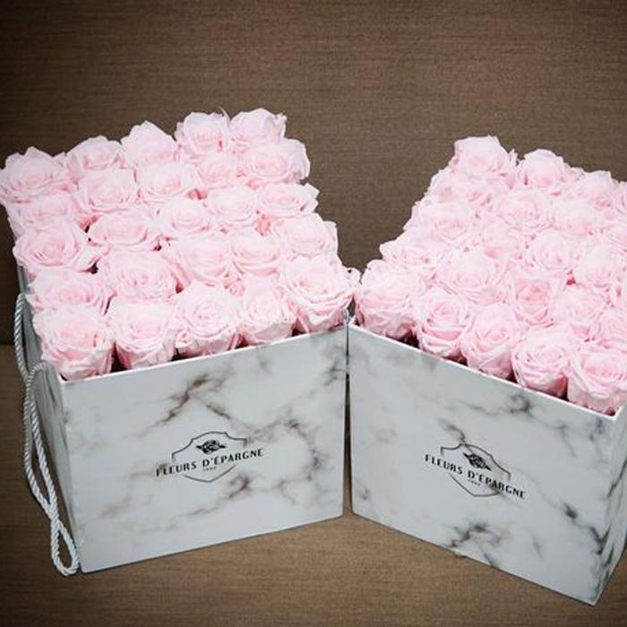 Factory Hot Sale Rigid Paper Luxury Clear Big Size Clear Valentines Flower Bakery Packaging Square Box With Ribbon Wholesale