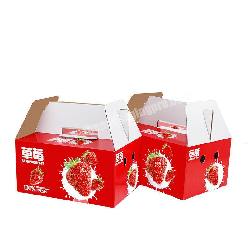 Hot Sale Rigid Portable Food Grade Paper Strawberry Take-away Fruit Packing Box with Inter Layer