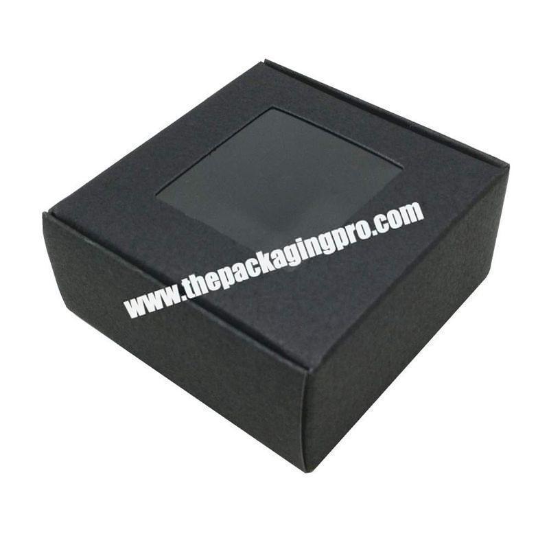 Hot sale small black recyclable gift box with windowpacking box for candy