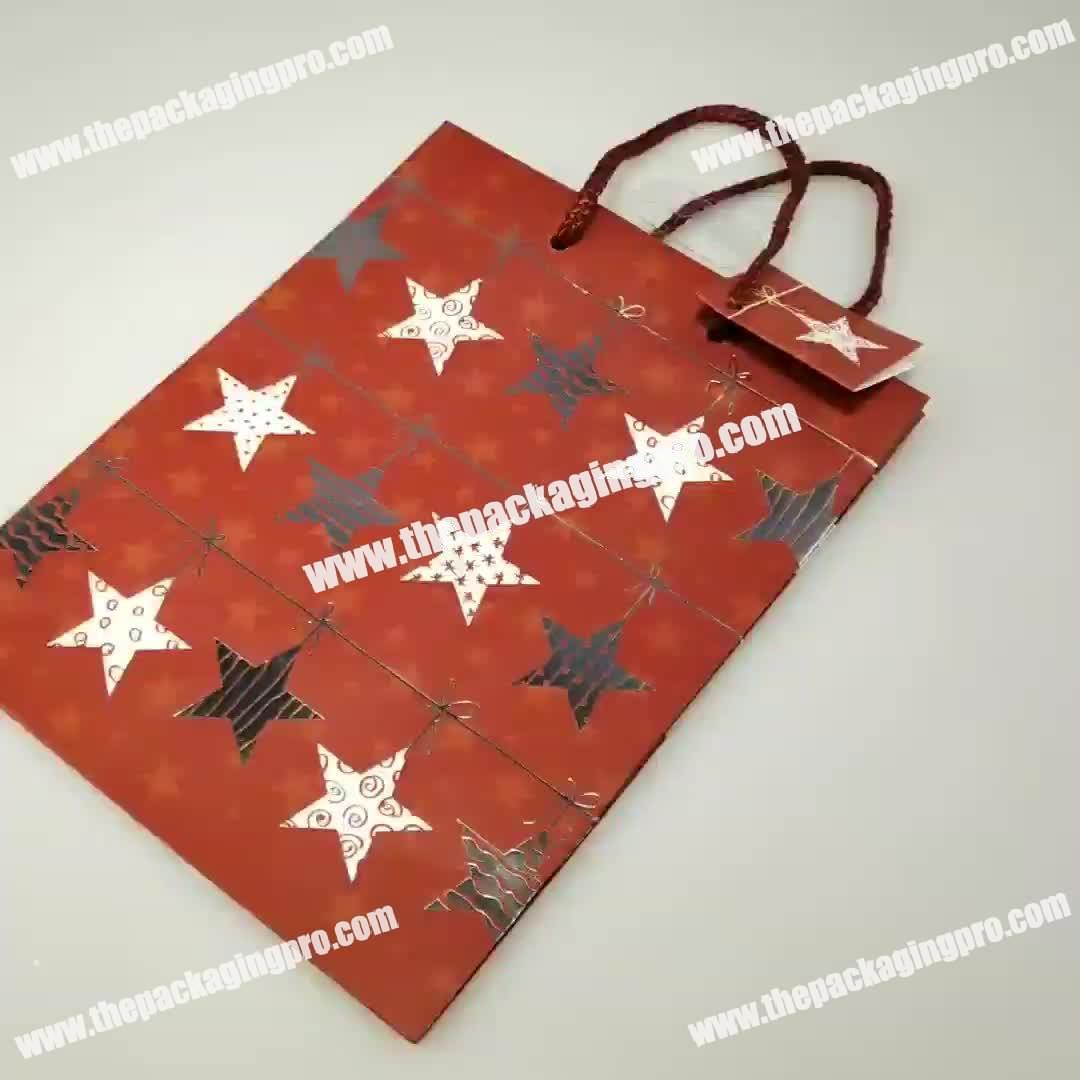 Hot Sale Top Quality Free Samples Wholesale Shopping Custom Logo Paper Gift Bag Christmas Gift with Tag