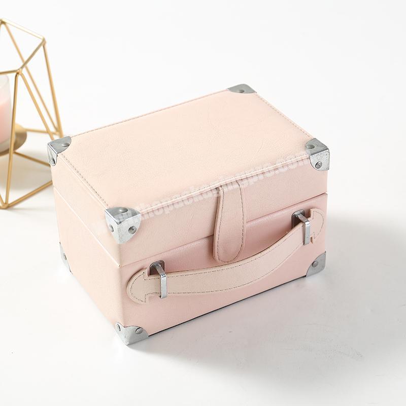Hot sale wooden jewelry boxes elegant storage Double large capacity make up box  handbag