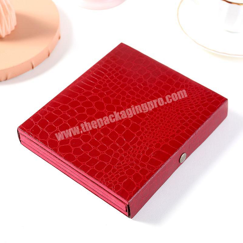Hot sales Custom Empty Makeup multi-color Cardboard red PU leather Eyeshadow Palette for girl