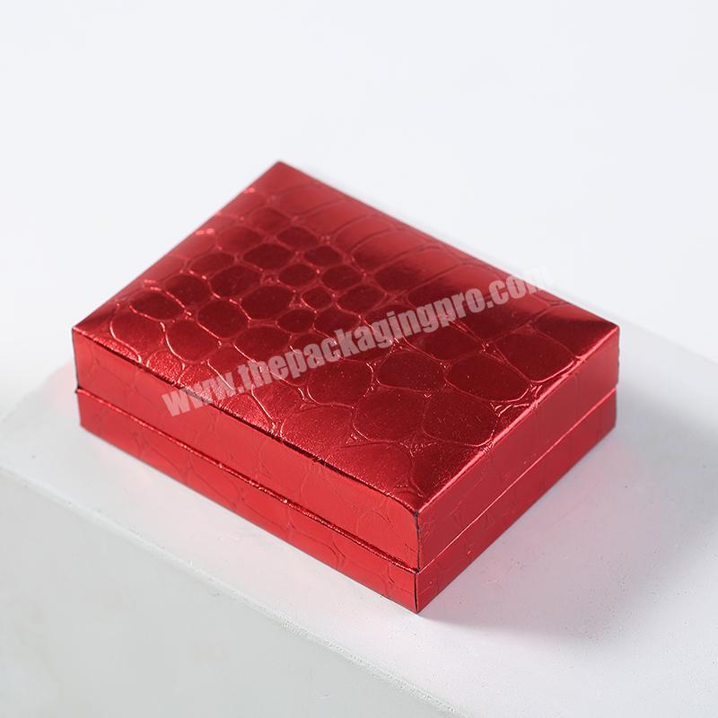 hot sales  custom  rigid  red PU leather blue plastic jewelry packaging paper box  for ring bracelet packaging box