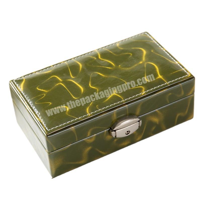 Hot Sales Jewelry Box Green Pu Leather Display Box With Mirror Jewelry Custom LOGO Packing Gift Box for Jewelry