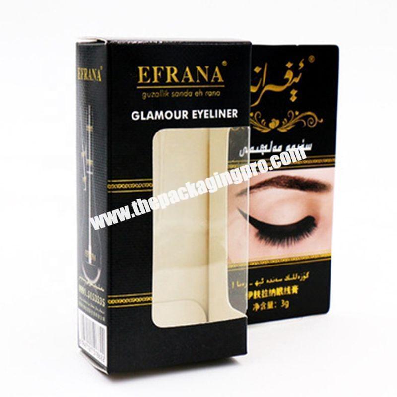 Hot Sell Eyeliner Foldable Packaging Box for Customized Gold Stamping Clear PET Window Display  custom mascara packaging