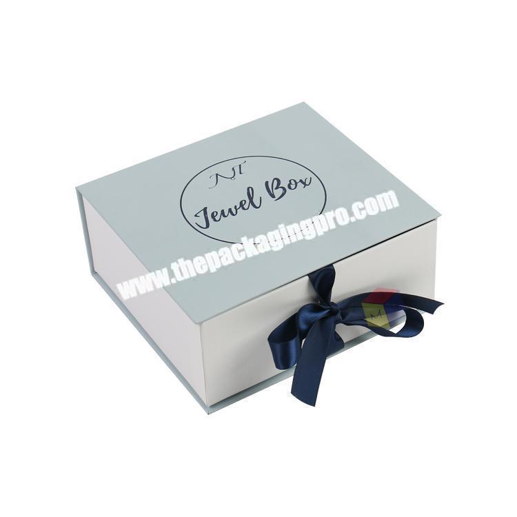 hot sell rigid cardboard jewelry packaging box with ribbon