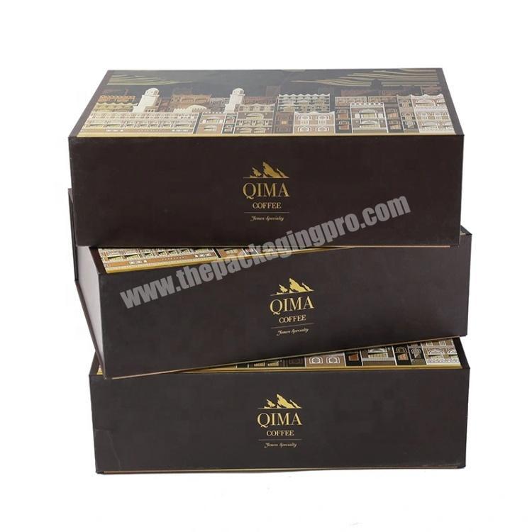 Hot Selling Black Cardboard Coffee Box Gift Box with Hot Stamping