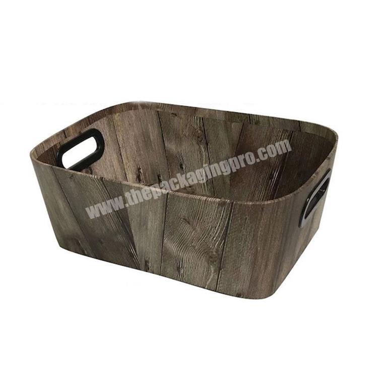 Custom Hot Selling Cardboard Paper Box Wood Grain Storage Box Paper Big Simple And Plain Big Paper Box With Handles