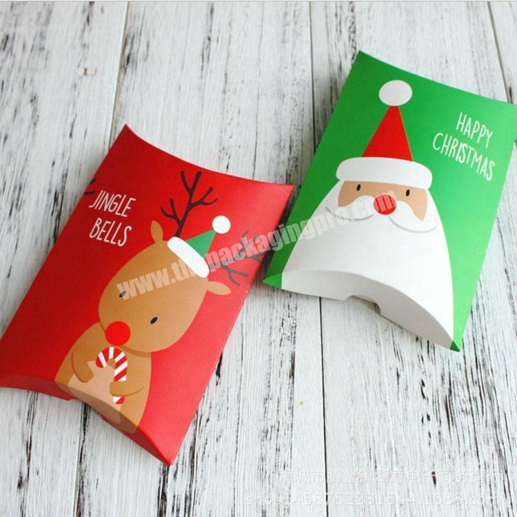 Hot Selling Christmas Small Pillow Shape Paper  Candy Packaging Box For Kids