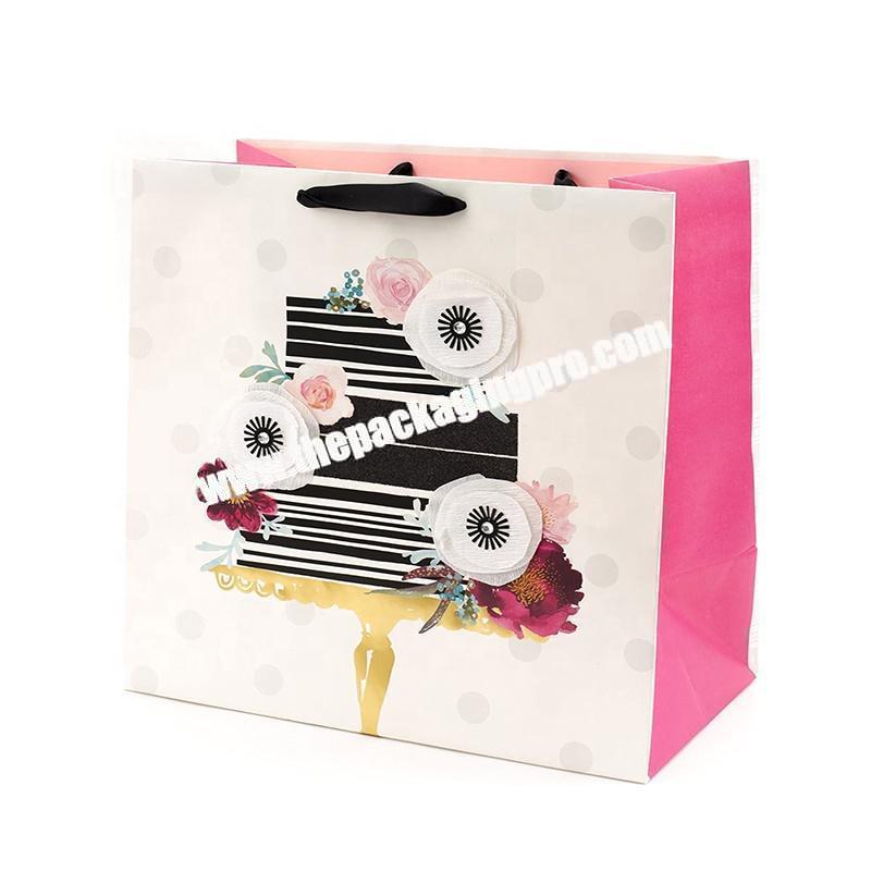Hot selling different colors customized paper gift bag with string