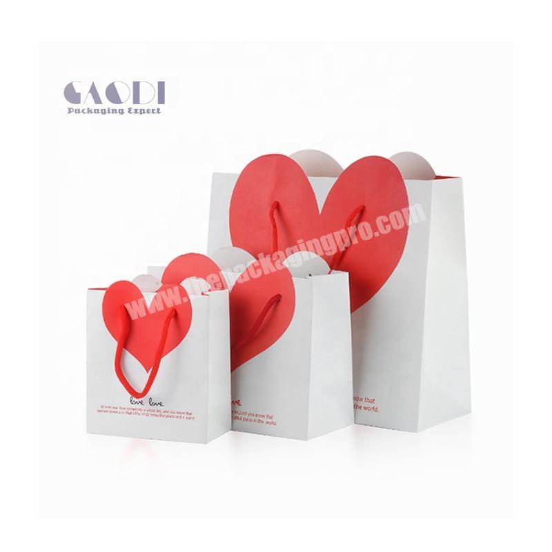 Hot Selling Mixed Color Valentine'S Day Die-Cut Heart Shape Wedding Favor Girlfriend Gift Packaging Paper Bag
