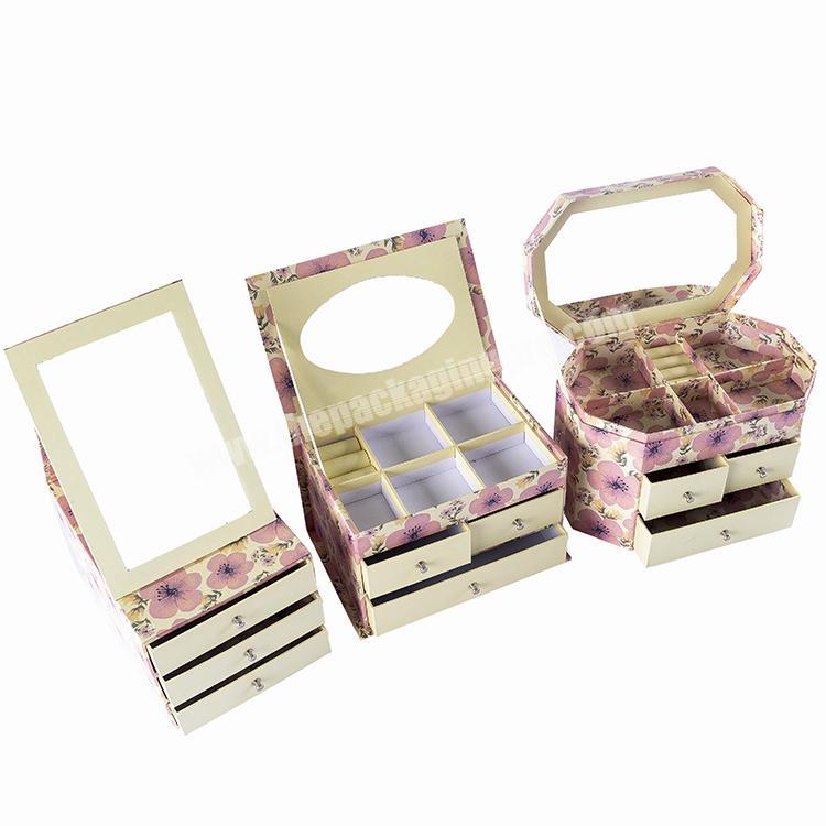 Hot Selling Professional Paper Jewellery Box Clamshell Elegant Necklace Jewelry Gift Boxes Set Cardboard Box Jewelry With Mirror