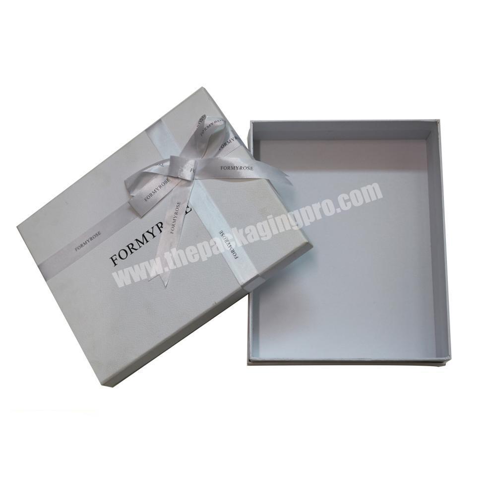 Hot stamping black logo ribbon bow Hair Extension packaging gift box with lid