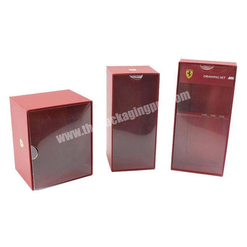 Hot stamping gold logo Paper cosmetic packaging clear window box