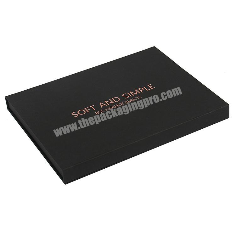 hot stamping logo magnetic black rigid box packaging