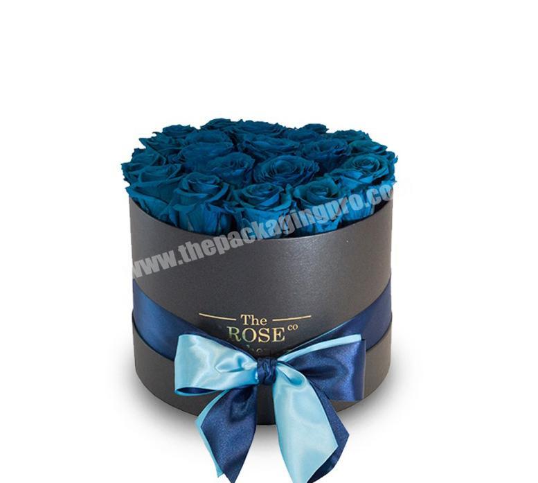 Hot stamping wedding round cylinder roses box packaging flower boxes with custom logo printed