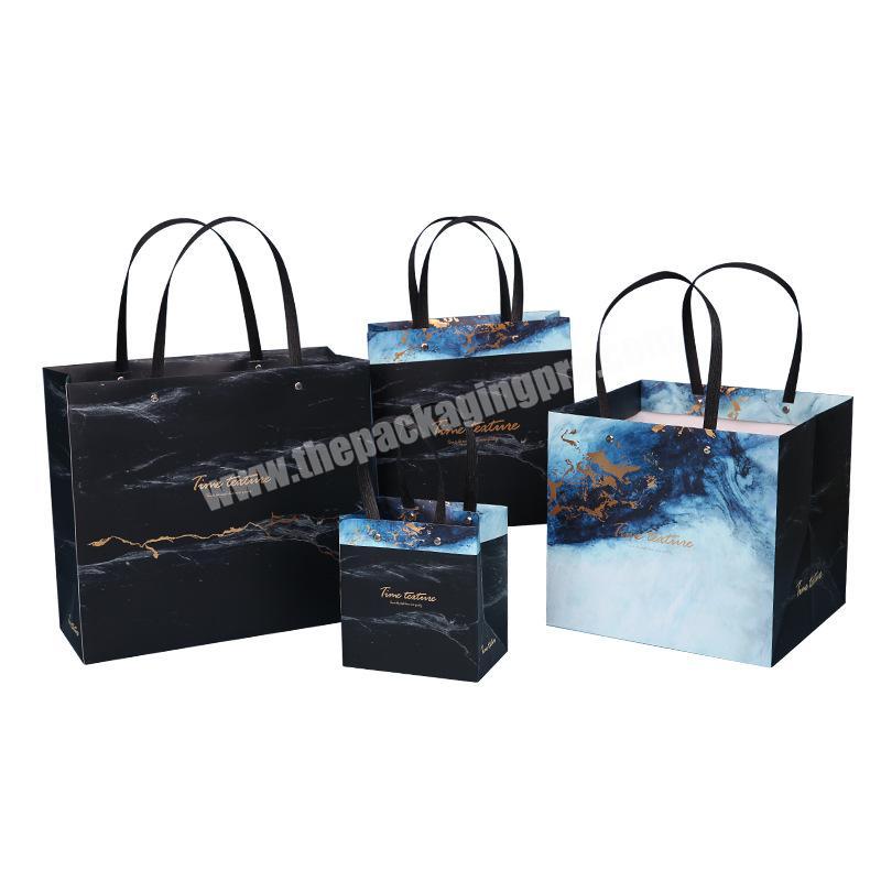 Hotselling black business gift marbling printed paper bags luxury