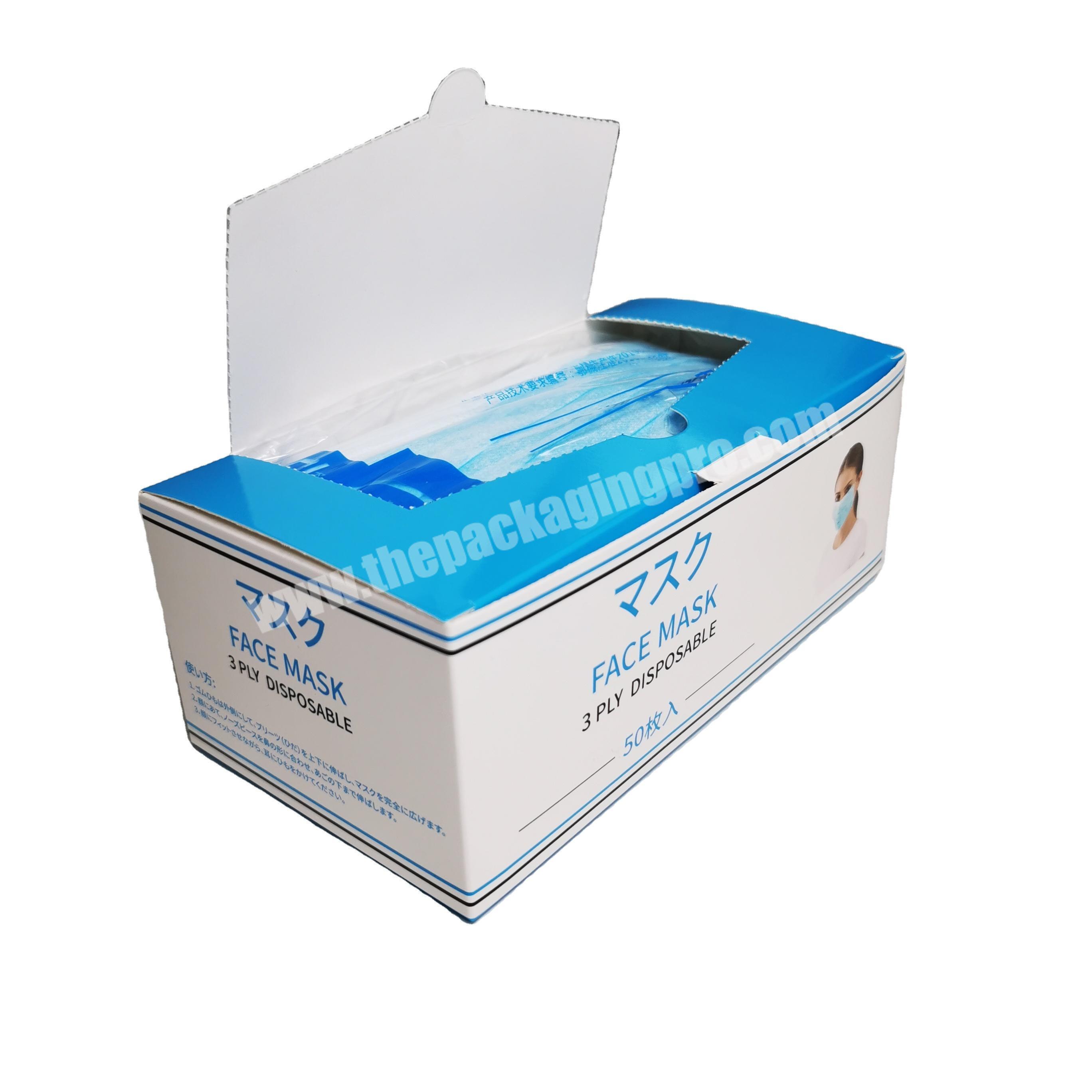 In stock wholesale 3 ply disposable face mask box face mask packaging box printed in Japanese