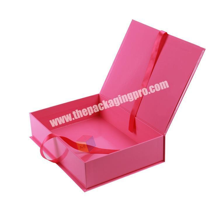 individual customized packaging hair extension box with ribbon closure