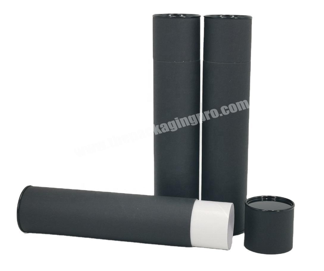 Industrial Use Umbrella Packaging Cylinder Box Black Kraft Paper Cardboard Tube Sealed with Metal Lid
