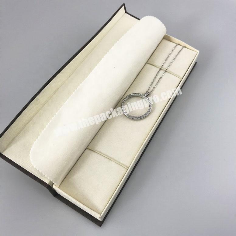 Irregular flap rectangle magnetic closure jewellery box with velvet cover for  necklace