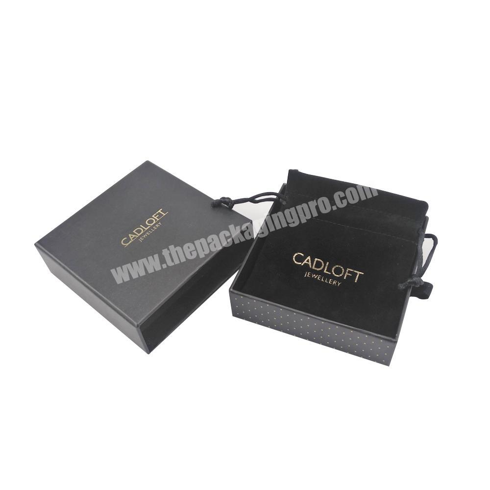 jewellery bag in box matte black cardboard packaging bracelet paper drawer box logo gold foil