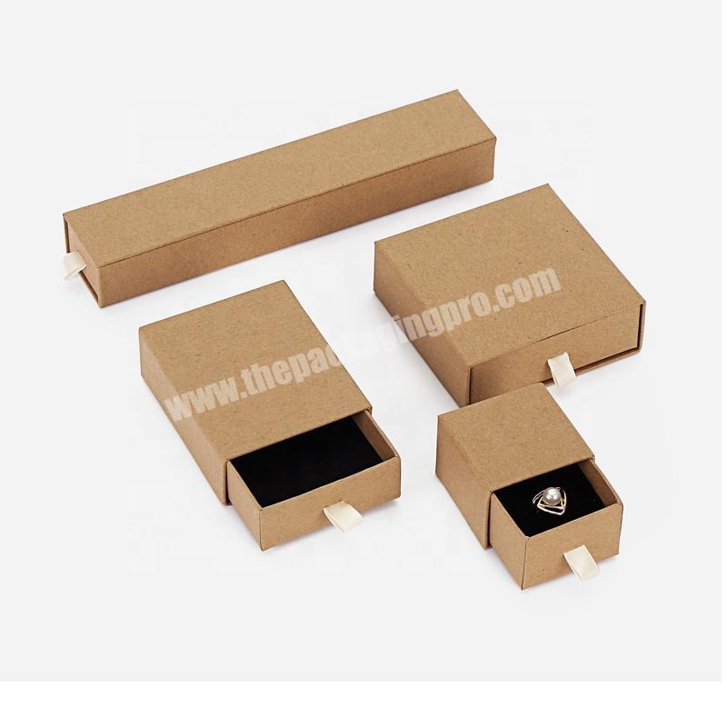 Jewelry Box Manufacturers Custom Make Brown Black White Square Earring Ring Packaging Paper Cardboard Boxes With Slide Open