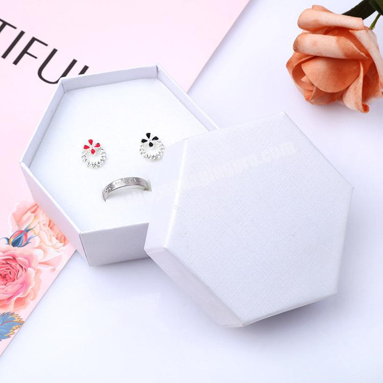Jewelry Pearl Gold Silver Hexagon Box Ring Bracelet Necklace Pendant Jewellery paper  Box for ring