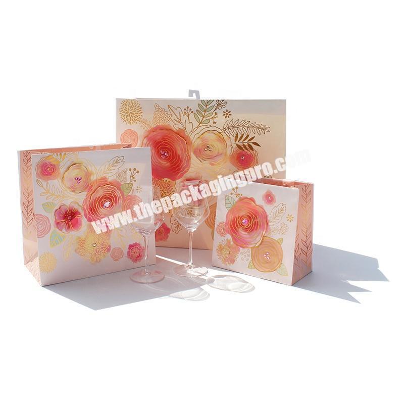 Jumbo Kids Party Honey Bee Thank You Paper Rose Luxury Transparent Pink Open Window Thank You Glitter Gift Bags For Packaging