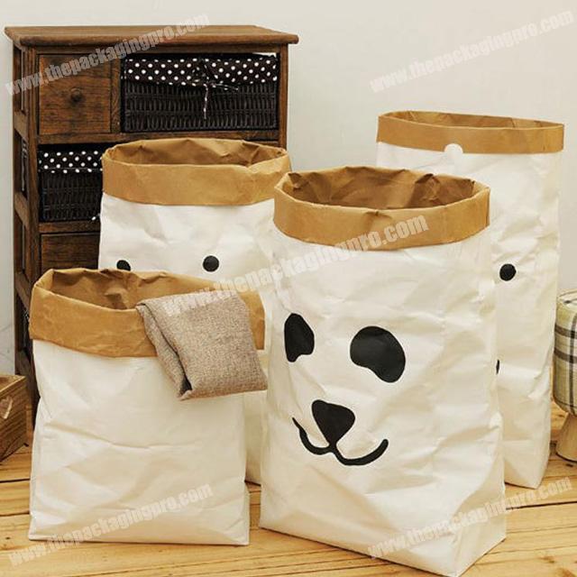 Jumbo kraft paper Cute Storage Laundry Kids Toys Clothes packing bag