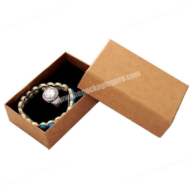 Kraft Brown Paper Custom Made  Deluxe Rigid Lift Off Velvet Insert Jewelry Gift Box Packaging