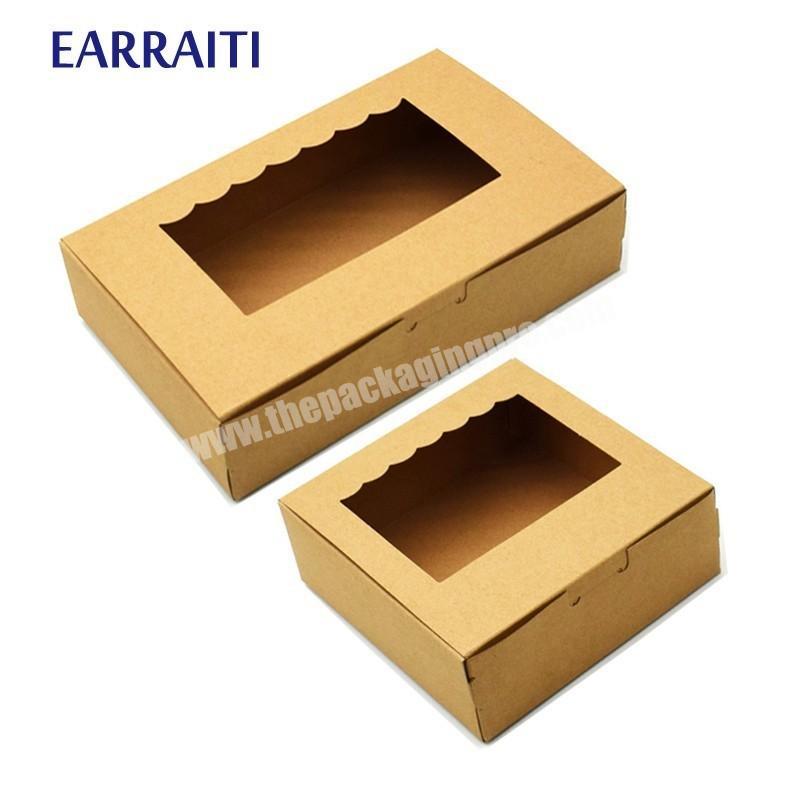 Kraft Craft Paper Box Window Cosmetics Handicrafts Gift Paper Box Wedding Favor Cake Candy Food Packaging Box Cardboard