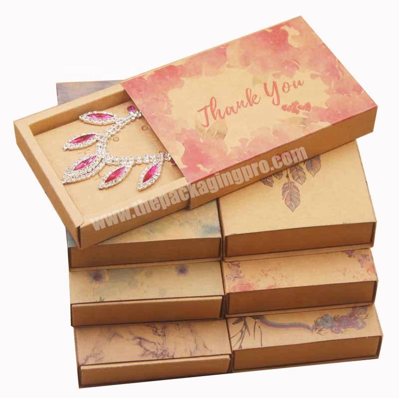 Kraft drawer paper gift box color printing necklace earring ring set packaging box