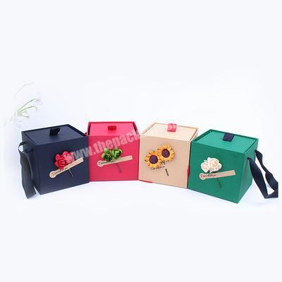 kraft folding christmas cardboard storage box with rope handle square cardboard boxes with lids