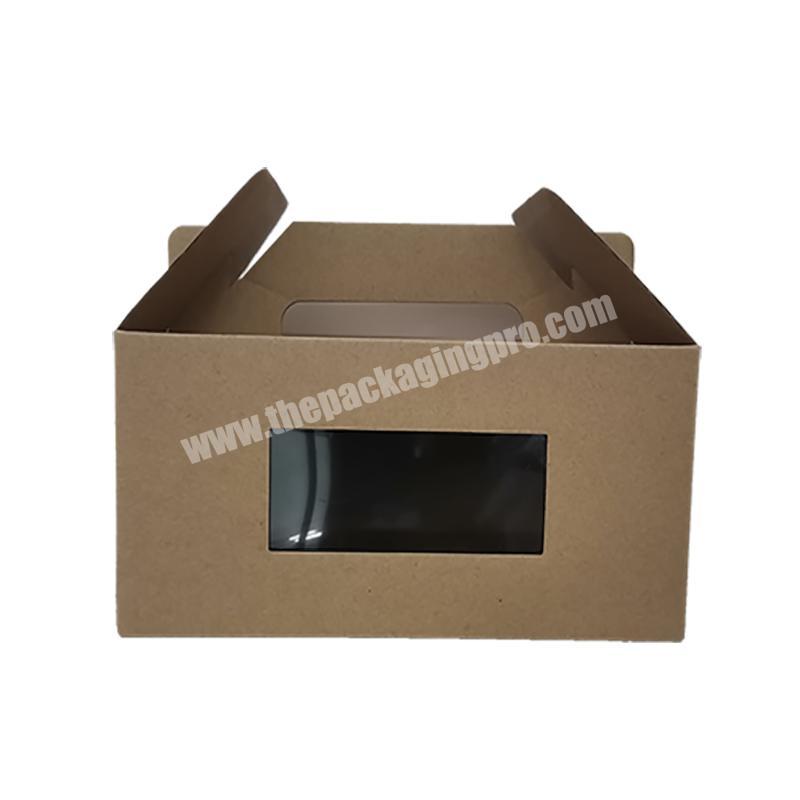 Kraft Packaging Boxes Transparent Window Paper Cardboard Gift Box With Handle