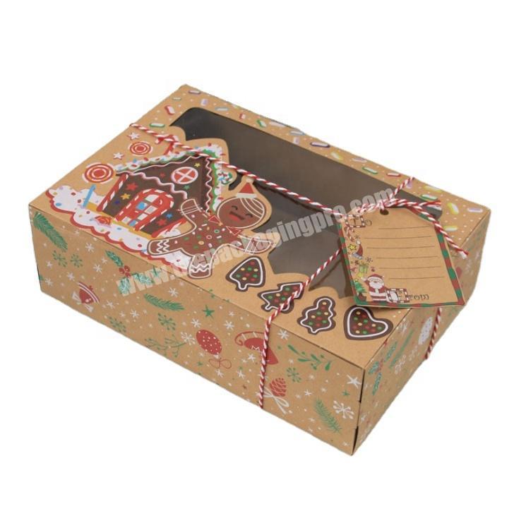 Kraft paper box large Christmas candy box PVC window biscuit cookie box