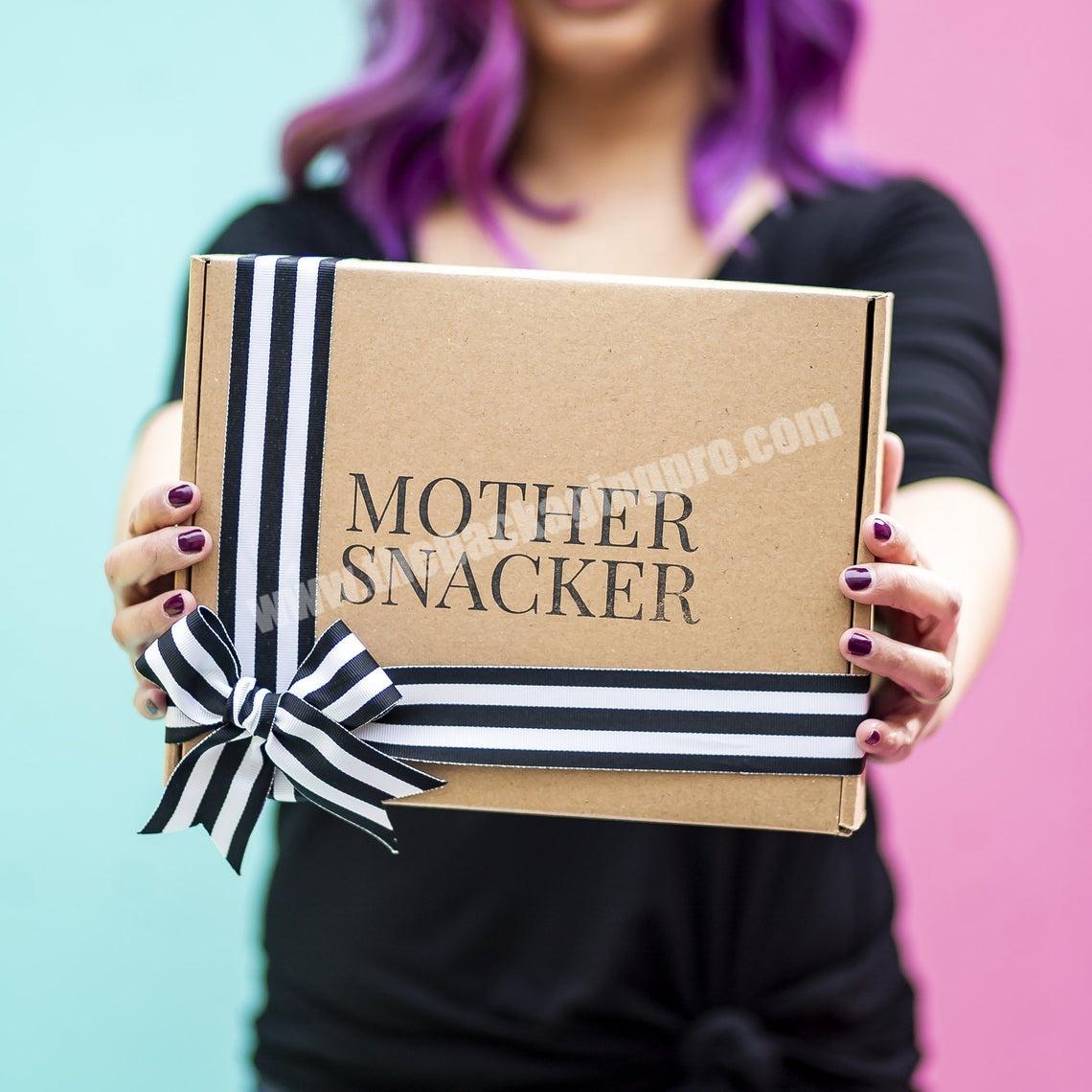 Kraft paper color rectangular storage box with bow decoration custom gift box