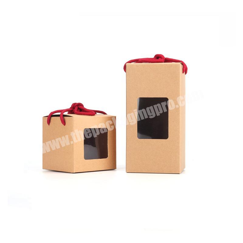 Kraft paper custom design logo gift tea caddy packing box with Clear PVC Window
