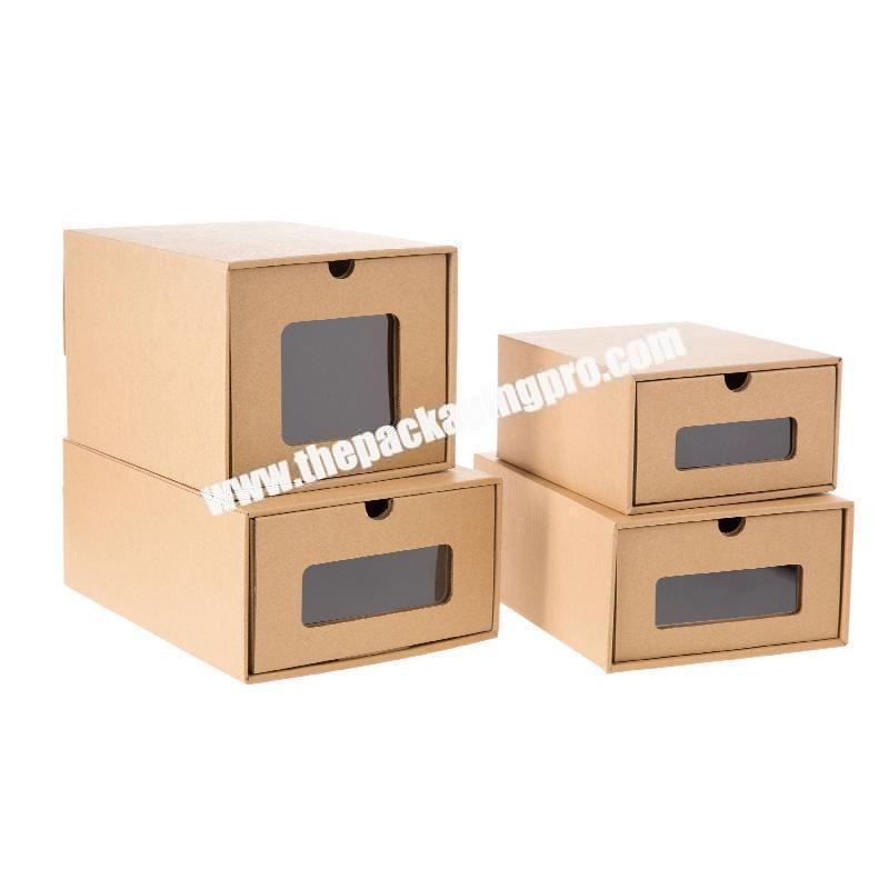 Kraft Paper Dormitory Transparent cardboard Clear Plastic Simple Drawer Type Boot Storage Shoe Box