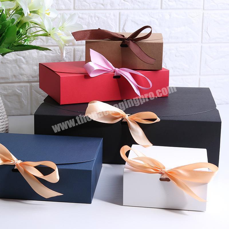 Kraft Paper Gift Box Package Wedding Party Favor Candy Boxes with Ribbon