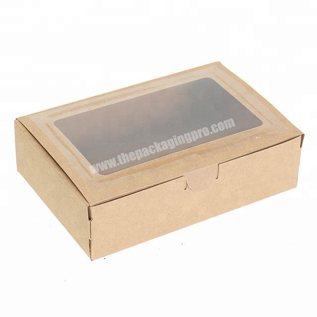 Kraft paper moon cake box with plastic window cookie packaging kraft paper box with window