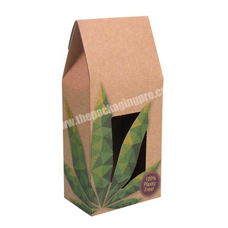 Kraft paper packaging printed Chinese tea gift box with transparent window