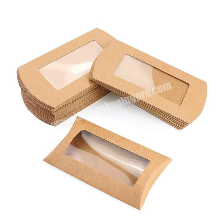 Kraft Paper Pillow Boxes with Clear Window Small Rustic Thank You Treat Box for Bridal Parties Wedding box