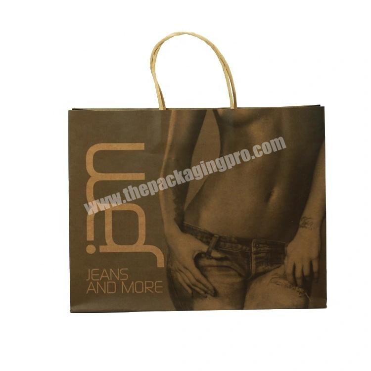 Kraft Paper shopping Bag Ladies Jeans Packaging with Handle Paper Rope